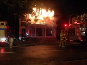 First units on scene found heavy fire on the second floor. Photo from Laurel Volunteers.